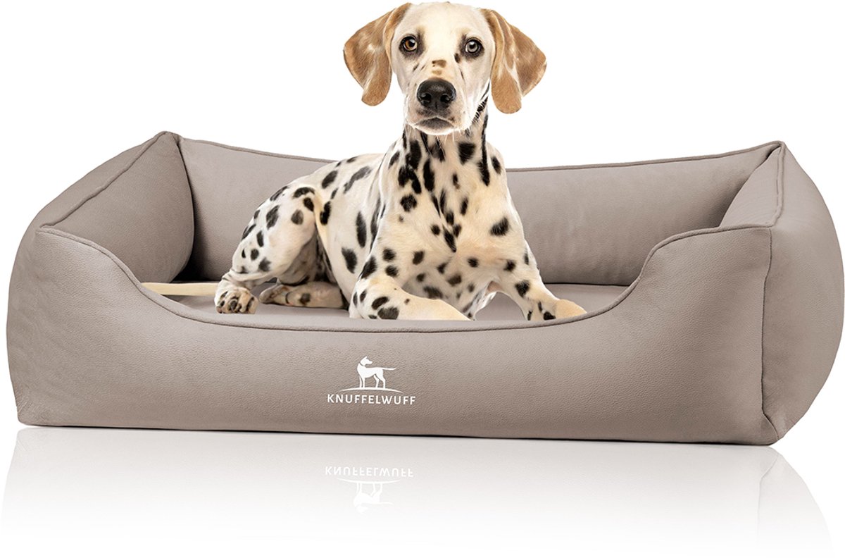 Knuffelwuff Oliver orthopedisch hondenbed van onderhoudsvriendelijke Easy Clean comfortstof XL Lichtbruin