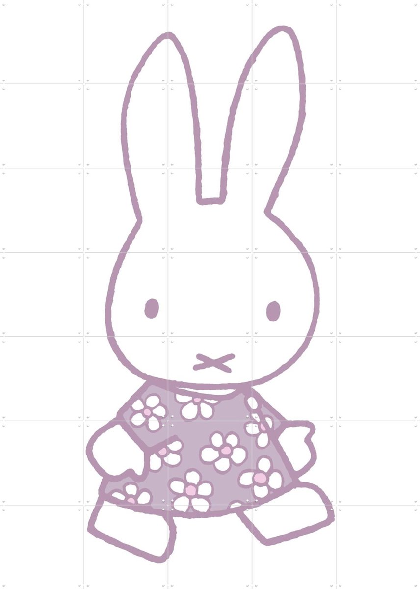 IXXI Nijntje Paars met Bloemenjurk, Nijntje - 100 x 140 cm - Gratis ophangtool - Grote wanddecoratie en posters - Speels, Illustraties, Cartoonesk