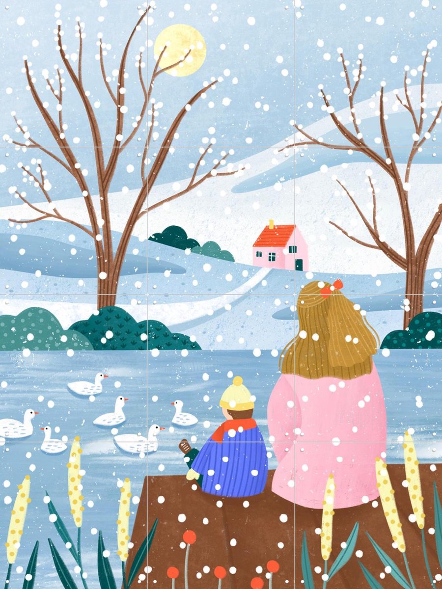 IXXI Winter's Tranquility, Bea Müller & Various - 60 x 80 cm - Gratis ophangtool - Grote wanddecoratie en posters - Illustraties, Speels
