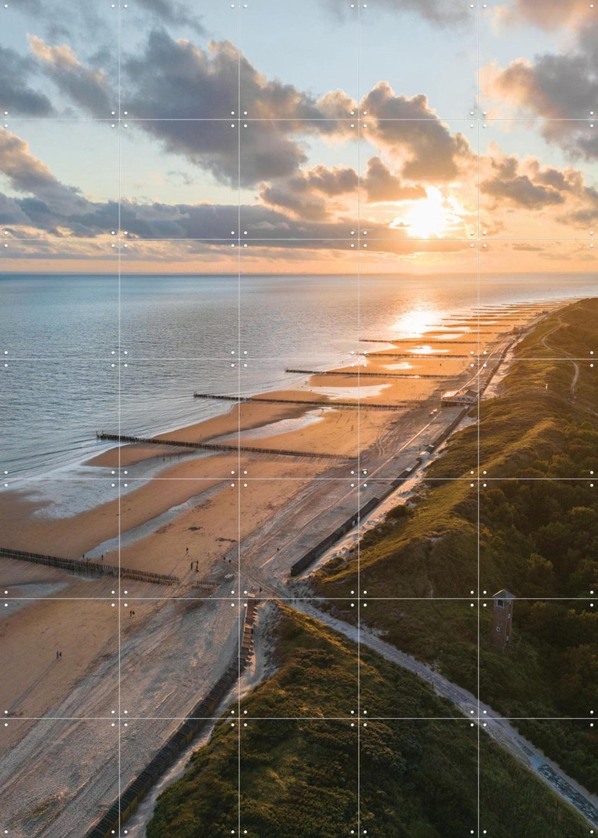 IXXI Strand van Zoutelande, Michael Huijgens & Kunst in Kaart - 100 x 140 cm - Gratis ophangtool - Grote wanddecoratie en posters - Fotografie