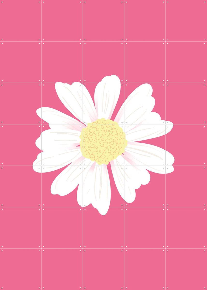 IXXI Spring Daisy Pink, Palmartprints - 100 x 140 cm - Gratis ophangtool - Grote wanddecoratie en posters - Illustraties, Badkamer, Gang, Bloemen