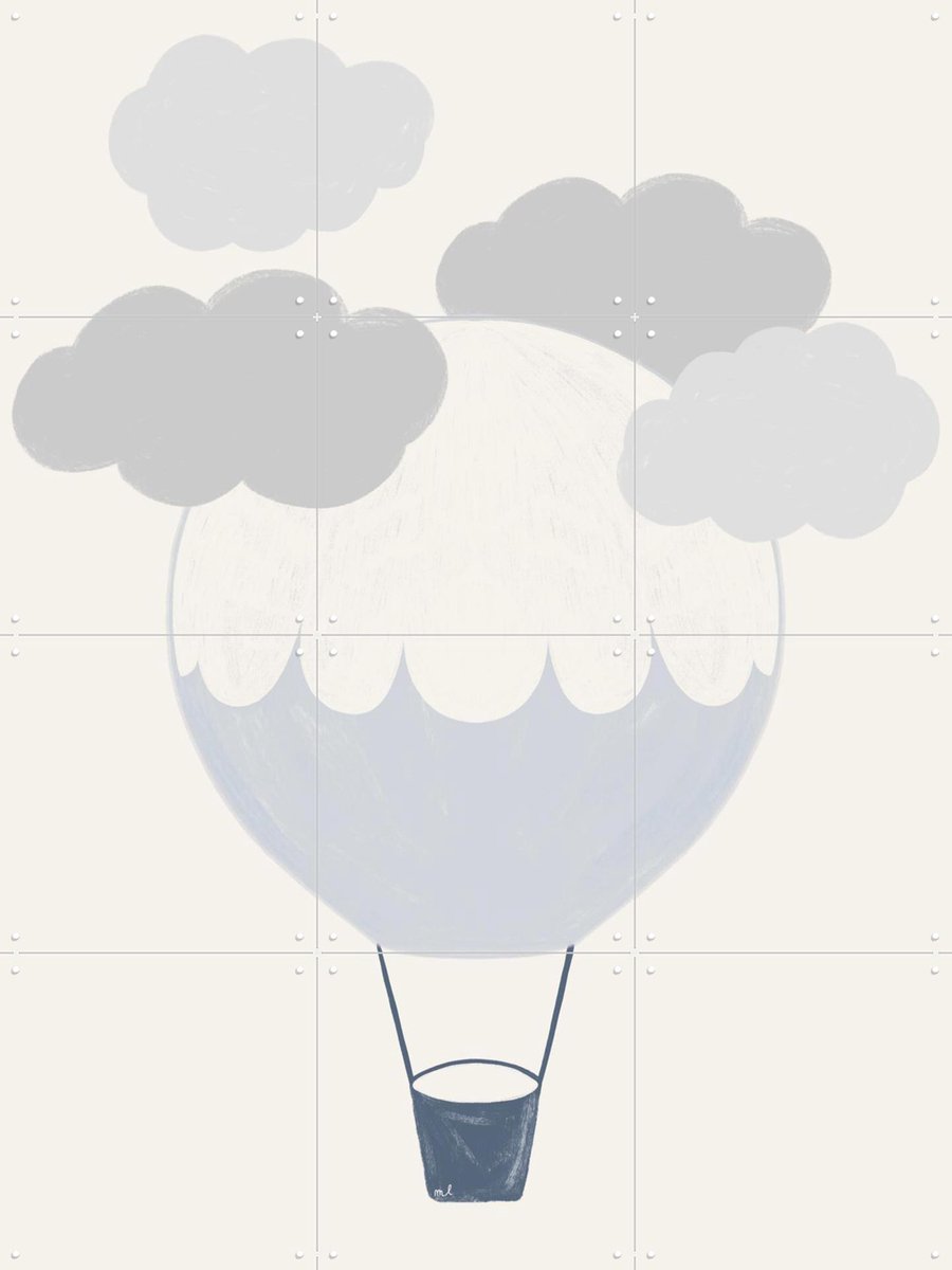IXXI Hot Air Balloon, Menina Lisboa & Various - 60 x 80 cm - Gratis ophangtool - Grote wanddecoratie en posters - Minimalisme, Cartoonesk