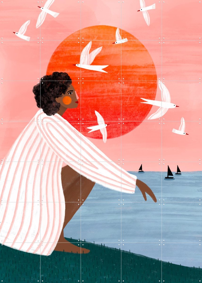 IXXI Sunset On My Own, Bea Müller & Various - 100 x 140 cm - Gratis ophangtool - Grote wanddecoratie en posters - Fantasierijk, Modern, Abstract