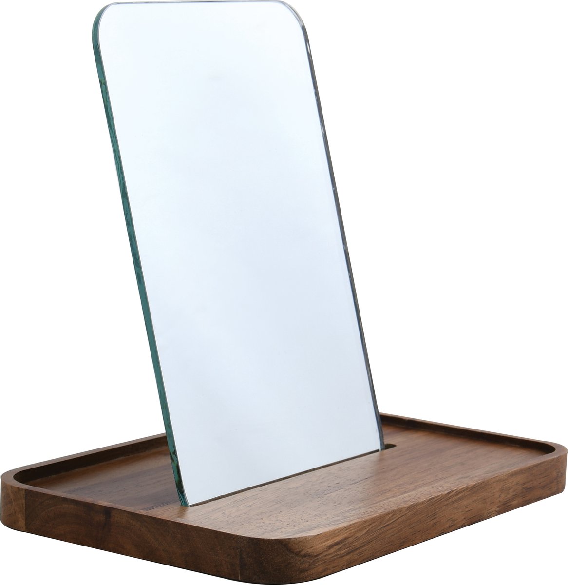 Spirella Houten Make Up Spiegel – Compacte Cosmetische Spiegel met Afneembaar Spiegelsysteem – Badkamerspiegel van Hout – 12,8 x 17,4 x 1,4 cm