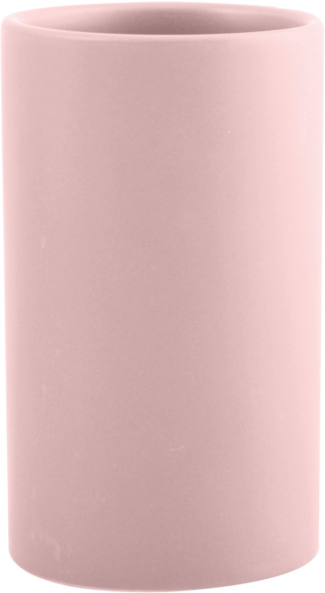 Spirella Tandenborstelhouder – Borstelhouder en Tandenborstel Beker voor de Badkamer – Keramiek – Mat Roze – 7 x 11,5 cm