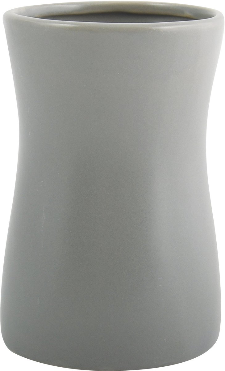 MSV Tandenborstelhouder Palma – Tumbler Badkamer Beker voor Tandenborstel Houder en Tandpasta – Grijs – 8 x 12 cm