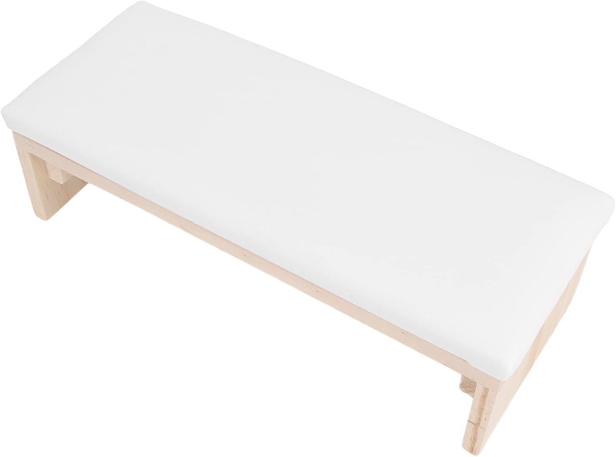 Manicure Kussen Standaard - Wit - 30.5 x 12 x 8.4 cm - PU Leren Arm Polssteun met Houten Voet - Voor Nagelstylisten