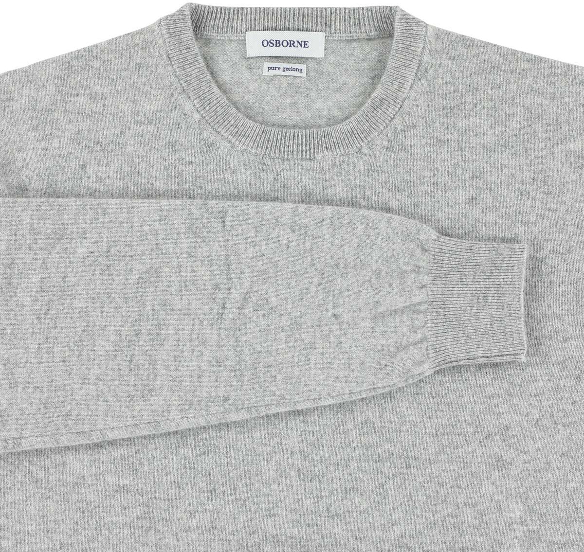Osborne Knitwear Trui met ronde hals - Geelong wol - Silver - 2XL