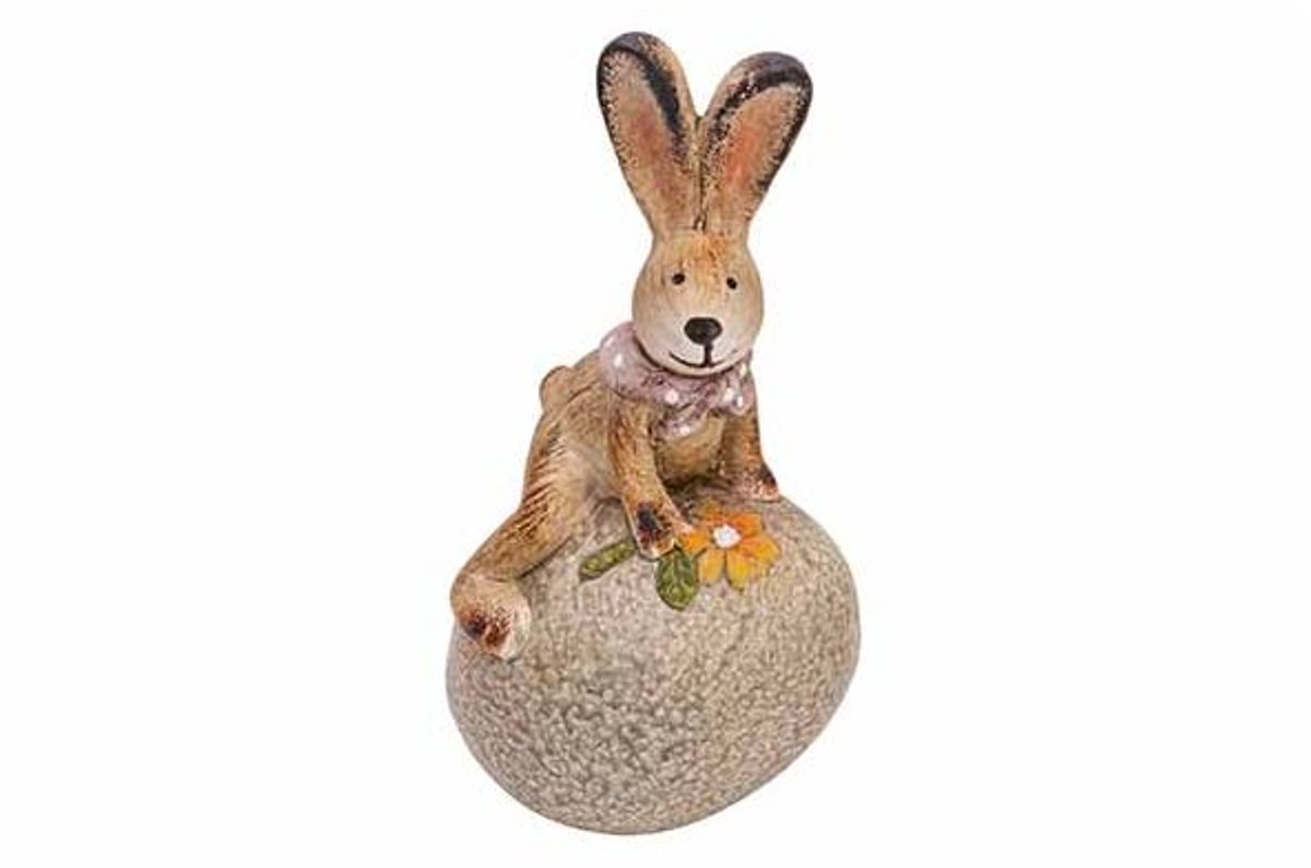 Konijn Sitting On Egg Lovely Lavender Taupe 8,7x7,7xh15,3cm Polyresin