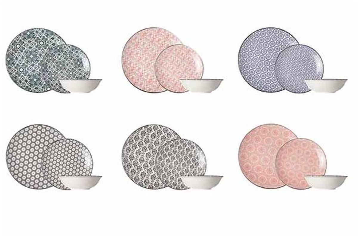 Delirio Dinnerset - 6xplat Bord - 6xkommetje - 6xdessertbord