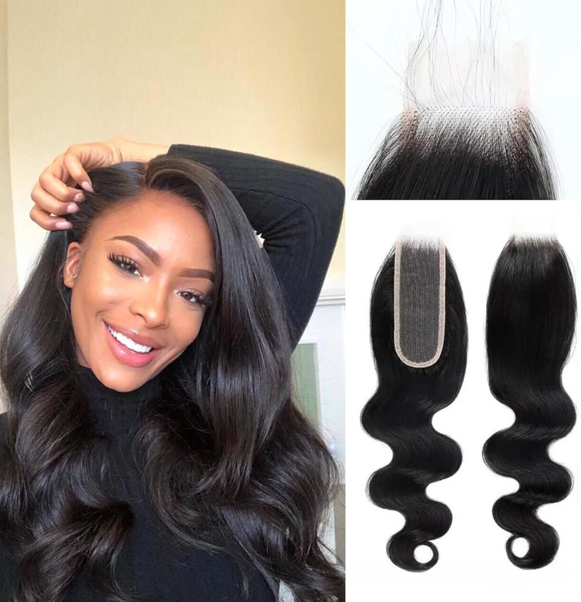 2 x 15 cm kanten sluiting body wave transparante kanten sluiting 100% Braziliaans Virgin menselijk haar extensions voor zwarte vrouwen met vooraf geplukt babyhaar vrij deel natuurlijke kleur 30