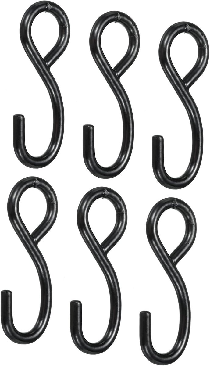 Ratelriem, S-haak, belastingshaak 1102 lbs, 104 mm lengte voor 2,5 cm gordijnriem, auto, vrachtwagen, aanhanger, 6 stuks