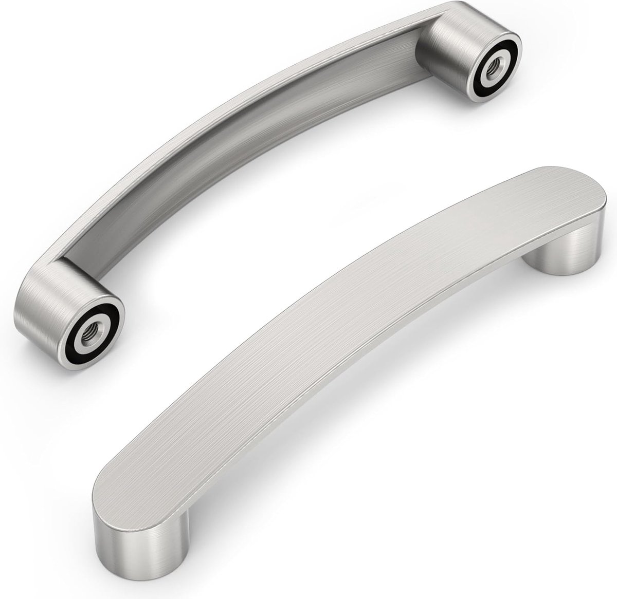 Moderne kastgrepen van aluminium, gatafstand 128 mm, nikkel gesatineerd, geborsteld, 10 stuks