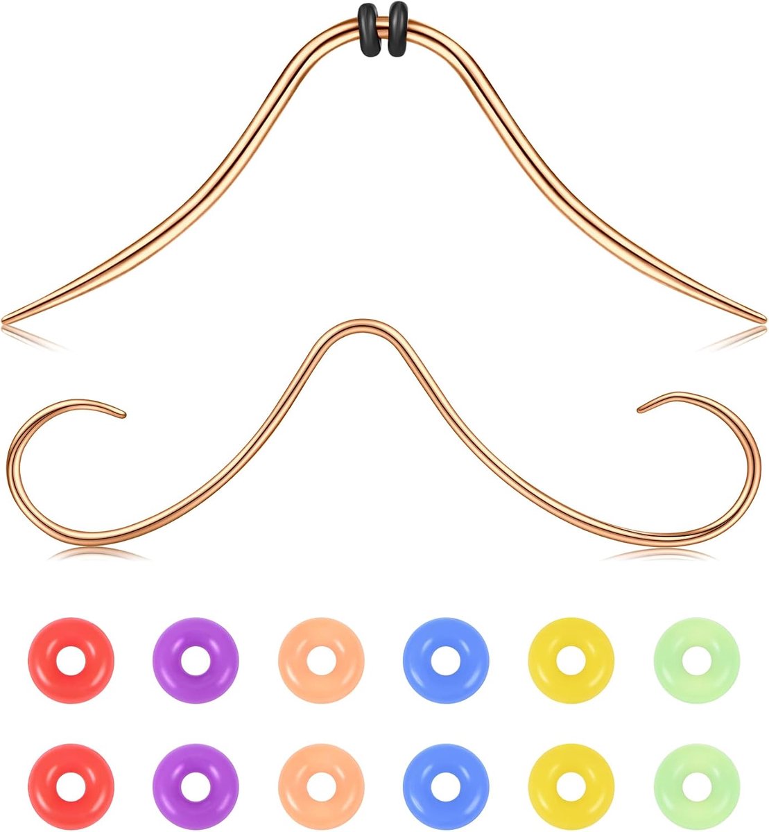16G snor septumring, 316L roestvrijstalen septumringen, septumpiercing, hanger met gekleurde doe-het-zelf rubberen ringen, septumpiercing, sieraden voor mannen en vrouwen