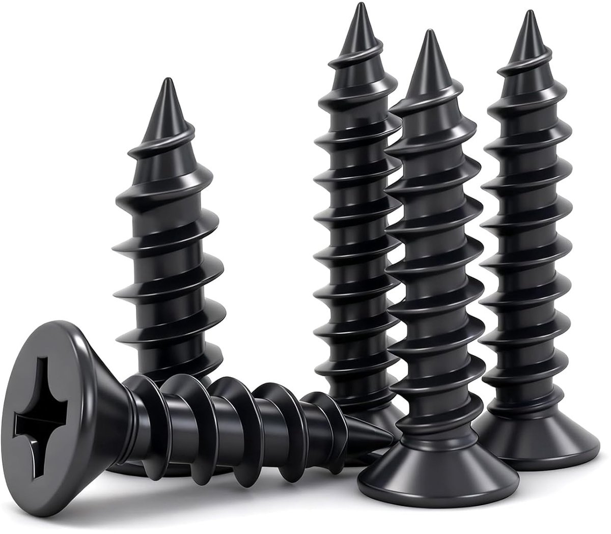 Houtschroeven M5x12mm,Kruiskop,Zelftappend,RVS A2 | Verzonken Kop,Zwart,Volledig Schroefdraad,voor Kasten,Planken en Houtreparaties,voor Timmerwerk,Werkplaats en DIY