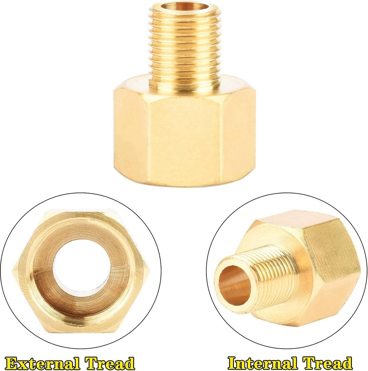 verloopstuk uitbreiding 1/8 inch naar 1/4 inch Messing fitting reductieverlenging nippelmof Reductie 1/8 inch naar 1/4 inch verloopstuk/verlooppijp/buitendraad binnendraad