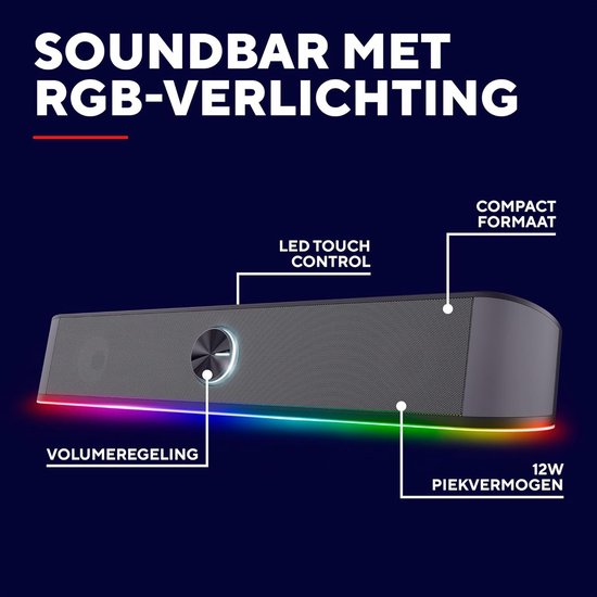 PC Soundbar - Desktop Luidspreker - Muziek Luisteren - Stereo Geluid - Compact Design - Grijs — afbeelding 3