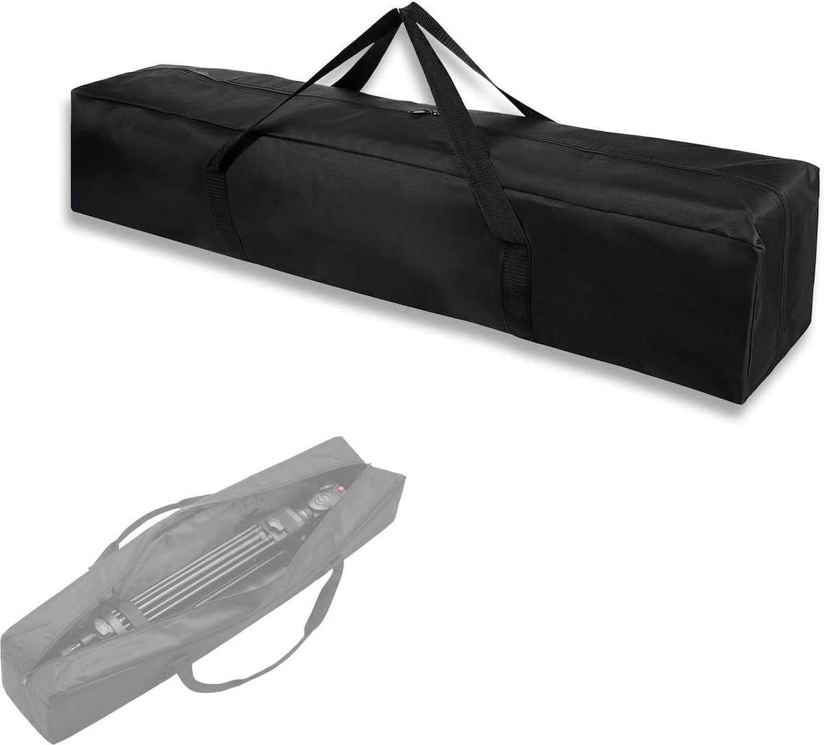 Statieftas met ritssluiting, 120 x 20 x 20 cm, draagtas voor statief, waterdichte beschermhoes voor tentstokken, campinguitrusting, accessoires voor caravans en statieven, Zwart, 130cm