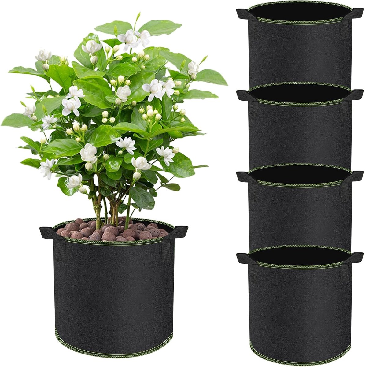 4 stuks 12L plantzak, non-woven plantzak met hengsels voor aardappelen, tomaten en aardbeien, voor balkon terras kas & tuin - 3 gallons