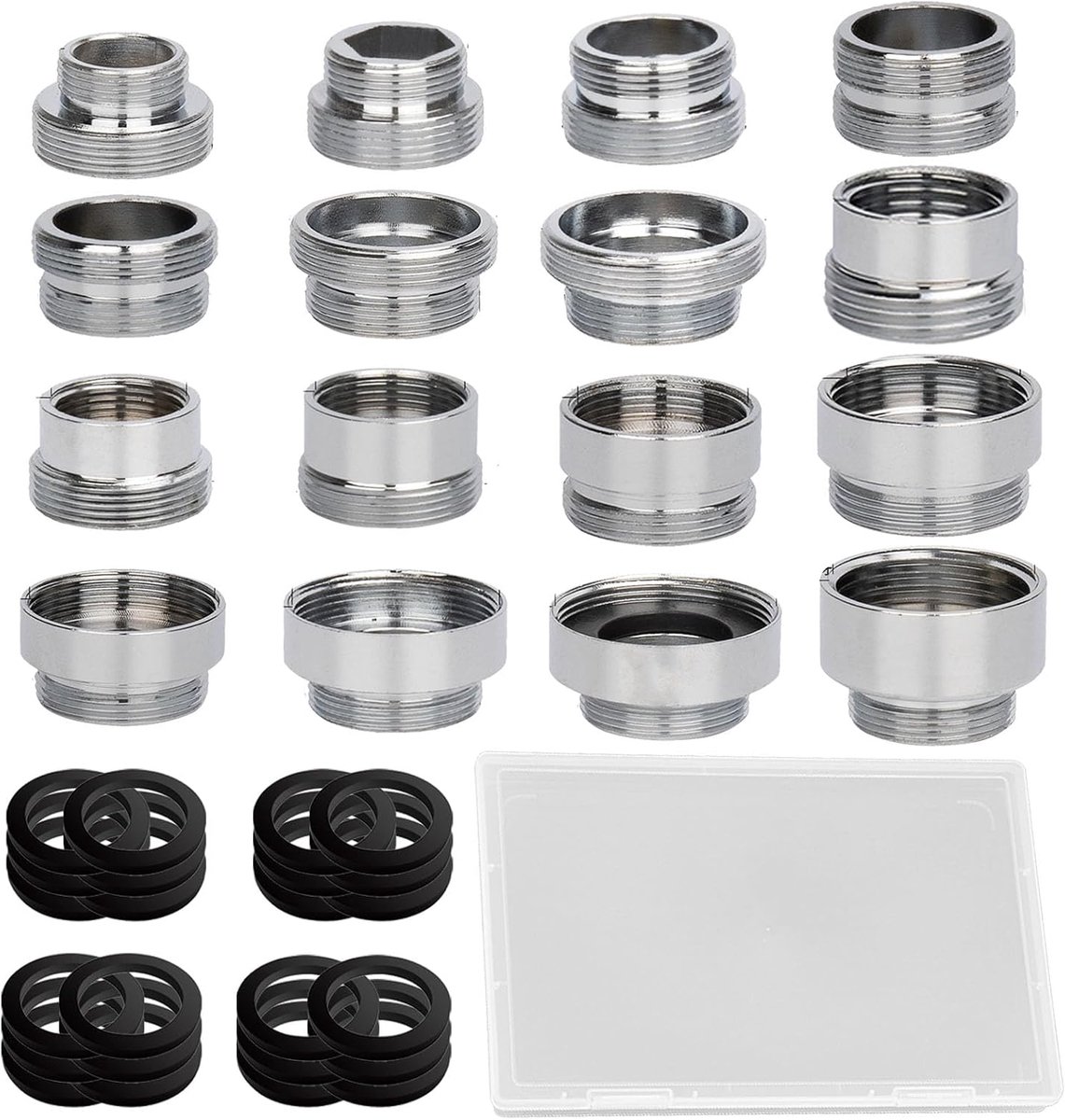 16 Schroefdraadadapter Adapter voor Kraan, FORMVERSITY Kraanadapter m18 Naar m22, Adapter voor Douchekraan Universele Kraan, Ideaal voor Connectoren voor Keukenkranen Waterzuiveraar