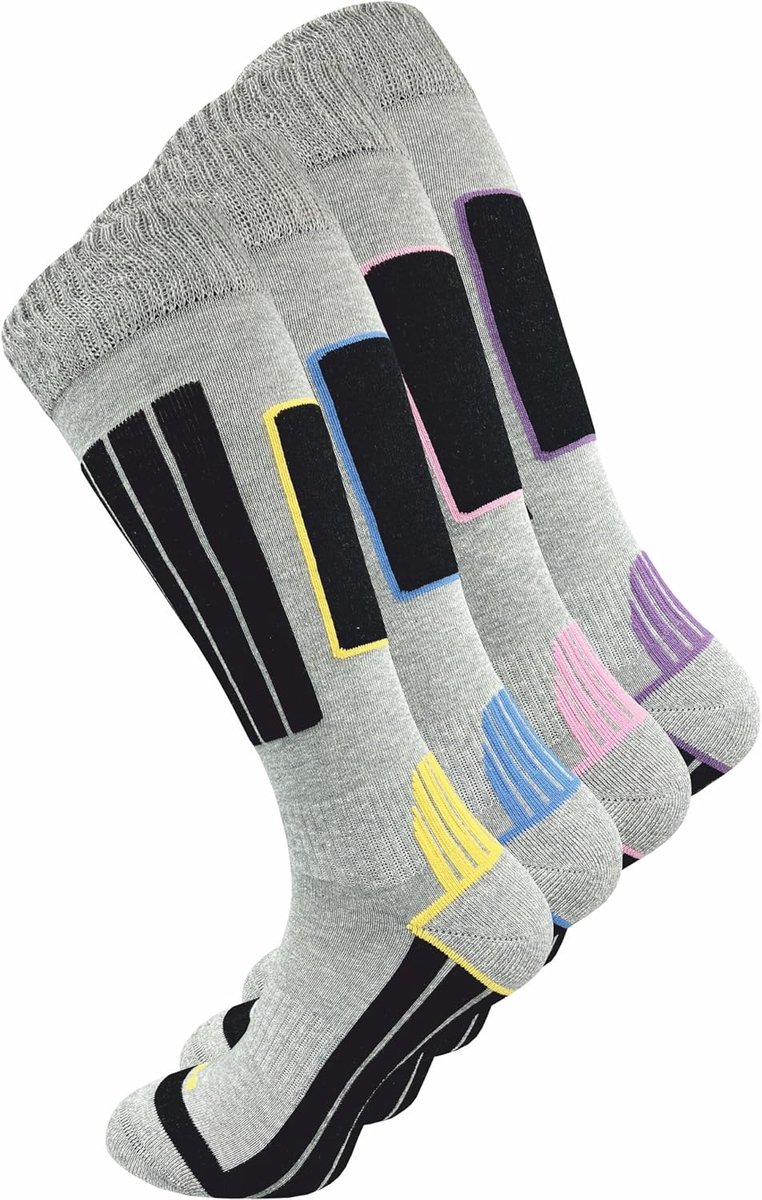 Skisokken voor dames met bekleding (verpakking van 4) 20% warme wol