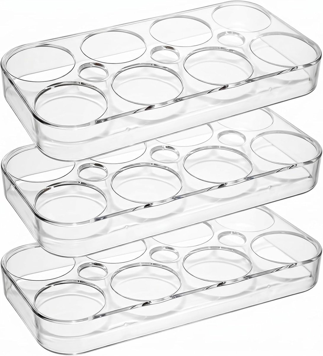 3 stuks transparante eierhouders voor koelkast, eieren, opslag, koelkast, plastic, eierhouder voor 8 eieren, voor het bewaren en vervoeren van eieren