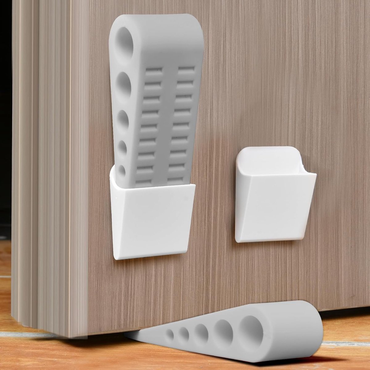 SnelShoppen - Rubber Deurwig 2-Pack - Antislip Deurstoppers voor Alle Vloeren en Oppervlakken, Wedge Vorm (Grijs) - Ideaal voor Kinderen, Huishouden e