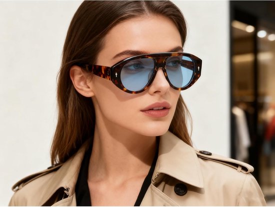 oversized ovale zonnebril jaren 70 dik montuur zonnebril piloot UV400 brede bril voor dames en heren — afbeelding 4
