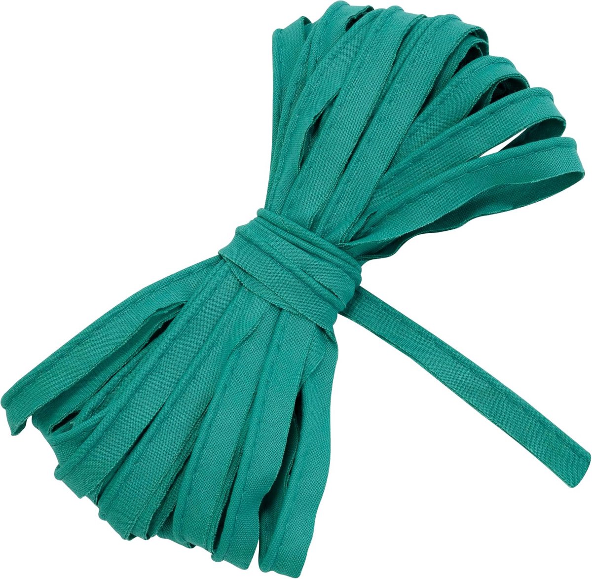 - C77236 - band 9 meter x 10 mm - van katoen - kleur donker turquoise - bies gallon kleding kussen dekbedden