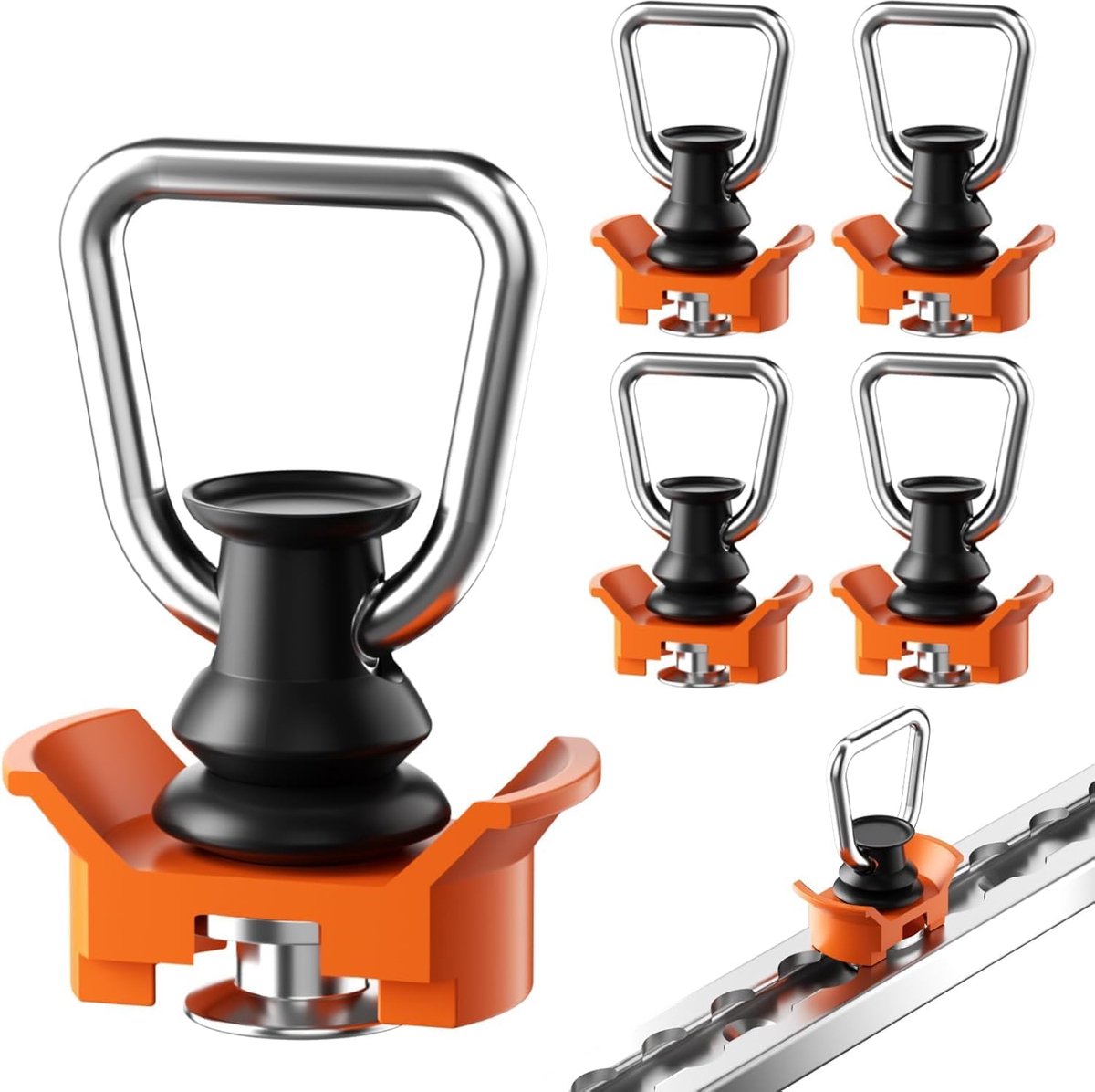 4 stuks eenvoudig eindbeslag voor sjorrails, accessoires voor spanrails, eenvoudig spanbeslag, ideale accessoires voor veilig vastzetten en transport, 1000 kg/dan