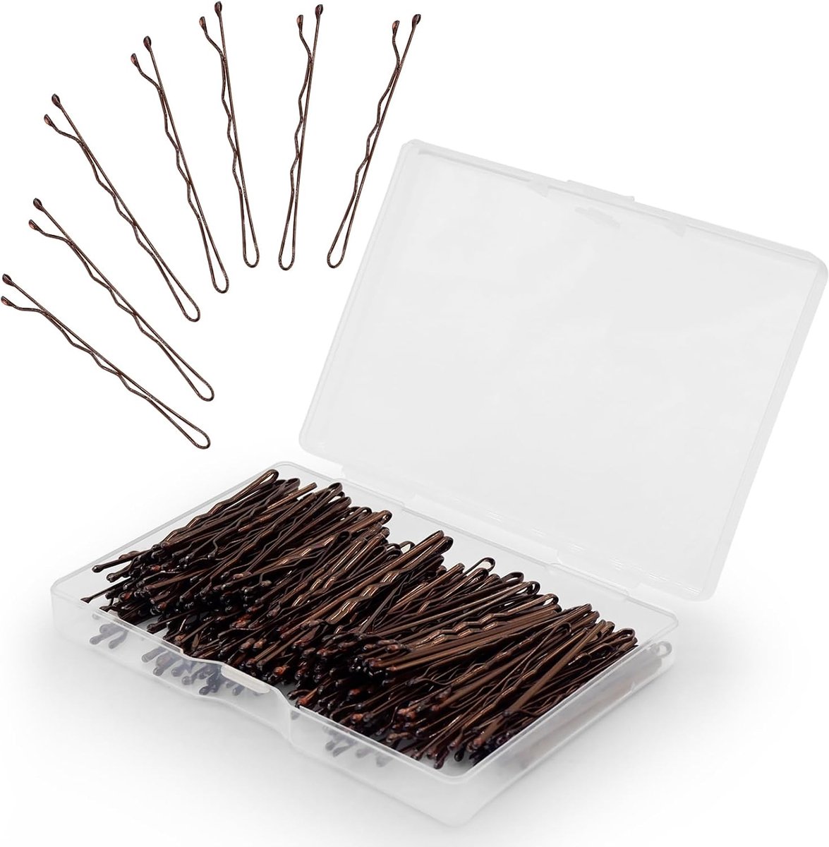 Haarspelden Kirby grips met doos, haarstyling voor vrouwen dame meisjes kinderen onzichtbare golf haargrip haarclip dikke lange haaraccessoires (bruin 5 cm)