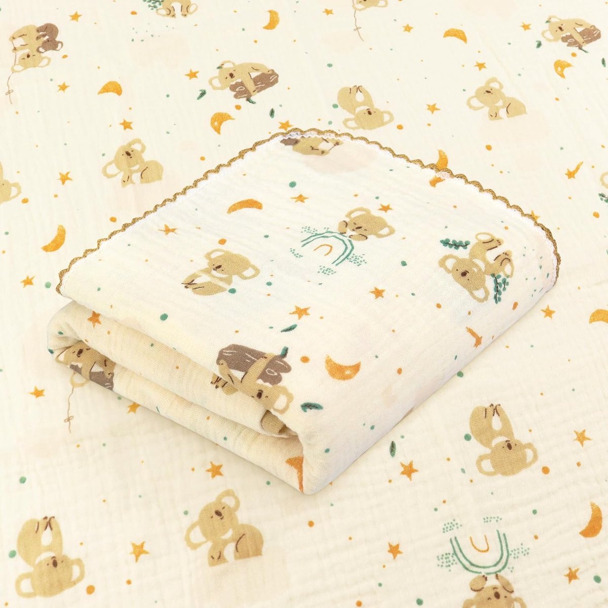 mousseline 110 x 100 cm Swaddle Koala | 100% katoen, 2-laags, ademend voor de zomer, zacht en huidvriendelijk, geschikt voor wieg en kinderwagen