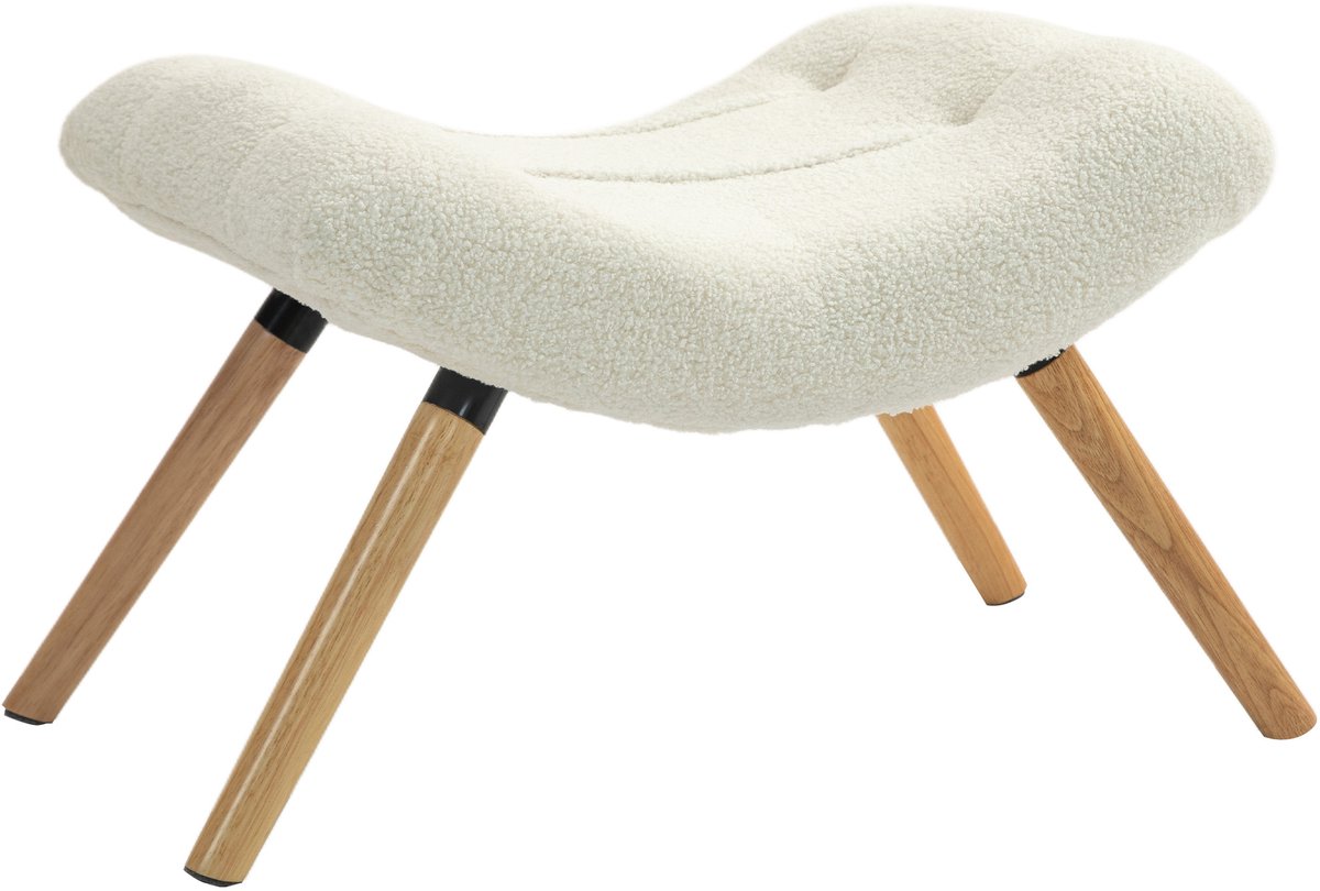 HOMCOM Voetenbankje - Berberfleece (100% polyester) - 67x45x38cm - Crème