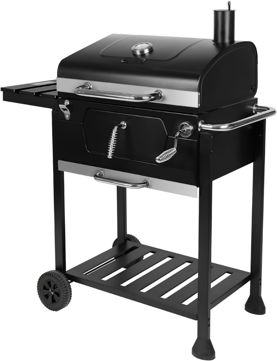 NIVA® BBQ Houtskool - Houtskool Barbecue - Barbecuewagen met Deksel- Zwart - 65cm x 100cm x 105cm
