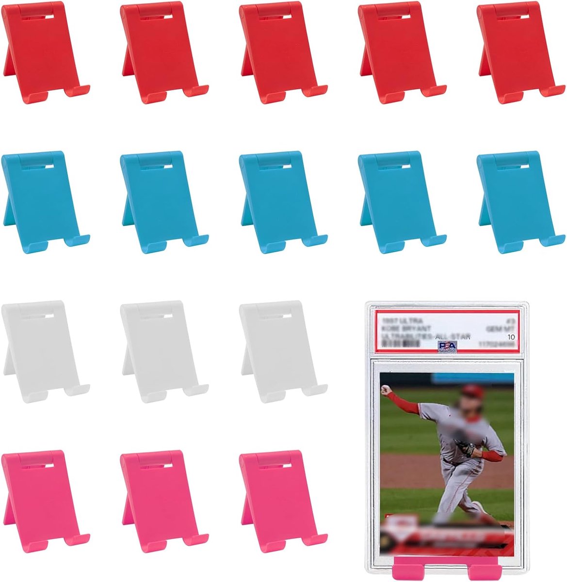 Kaartenstandaard, 20 stuks, van kunststof, verzamelkaartenstandaard, mini-ezelstandaard, voor verzamelkaarten, sportkaarten, honkbal, voetbal, foto, tarotkaarten 5,5 x 8 cm