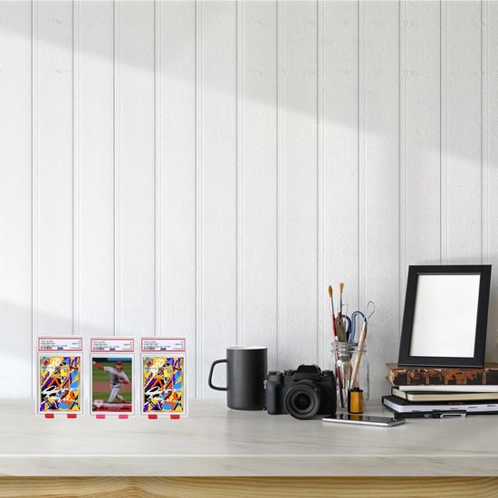 Kaartenstandaard, 20 stuks, van kunststof, verzamelkaartenstandaard, mini-ezelstandaard, voor verzamelkaarten, sportkaarten, honkbal, voetbal, foto, tarotkaarten 5,5 x 8 cm — afbeelding 5