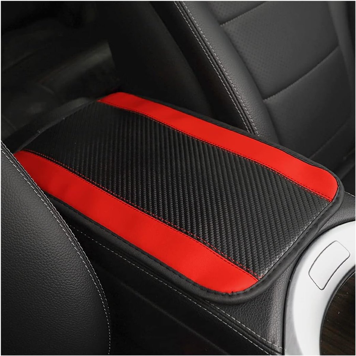 Auto middenconsoleafdekking, middenarmsteun afdekking auto armsteun middenconsolebescherming, universele interieur auto middenconsoleafdekking voor voertuigen (rood)