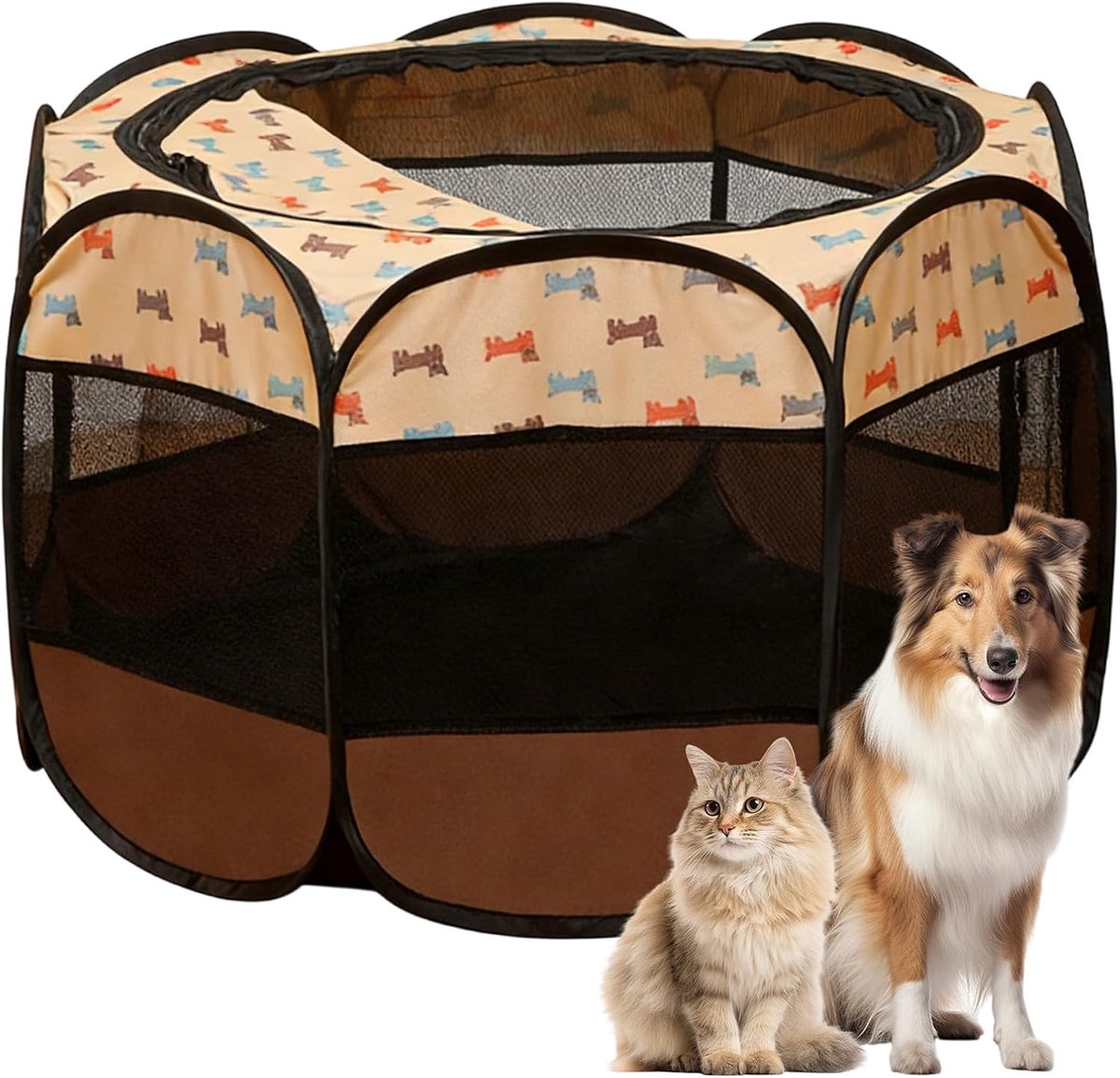 puppyren voor binnen en buiten, opvouwbare box voor honden en katten, waterdichte Oxford-doek, puppybox voor katten, honden, konijnen, 74 x 74 x 43 cm