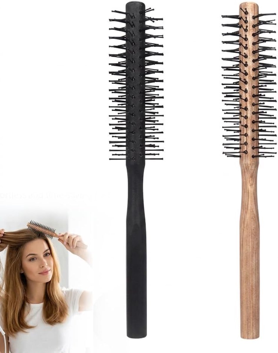 haarborstel, set in 2 maten, borstel met nylon noppen en ergonomische handgreep, stylingvolume voor gladmaken en krullen, droogaccessoires voor vrouwen en mannen