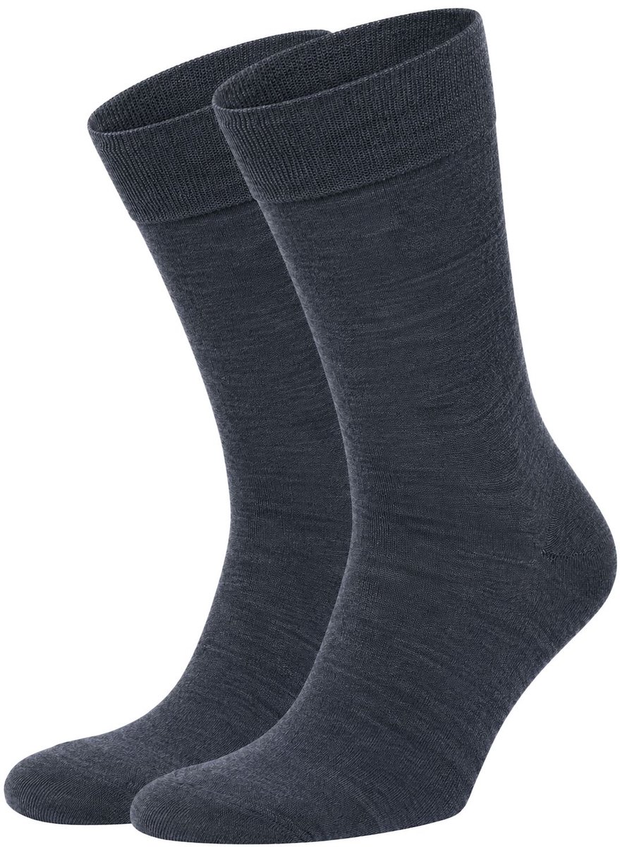 Suitable Merino Sokken Jeans Blauw 2-Pack - Dames en Heren - Maat 43-46 - Set van 2 Paar - Temperatuur regulerend - Thermosokken met badstof voetbed - Halfhoge sokken
