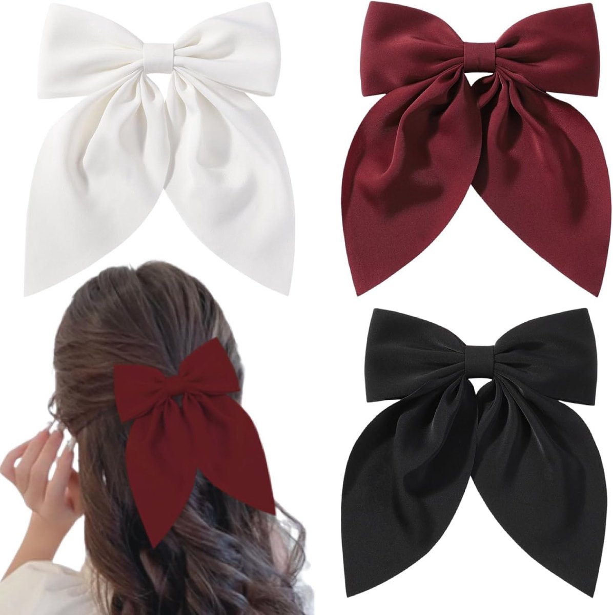 Haarspelden met strik, grote haarstrik, clip, Franse haarclip voor vrouwen en meisjes (kleur-2)
