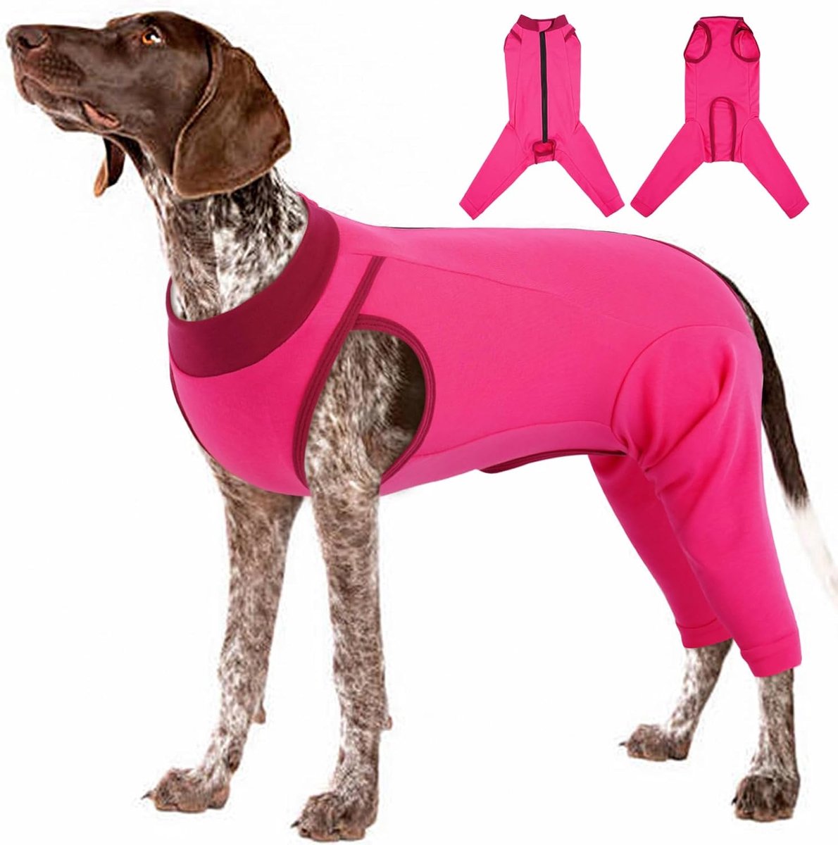 Grote Ras Hond Achterpoot Post-Operatief Pak, Mannelijke Hond Achterpoten Castratiepak, Na Operatie Wondbeschermer, Verstelbaar Medisch Shirt voor Huisdieren met Rits, Rozerood 3XL