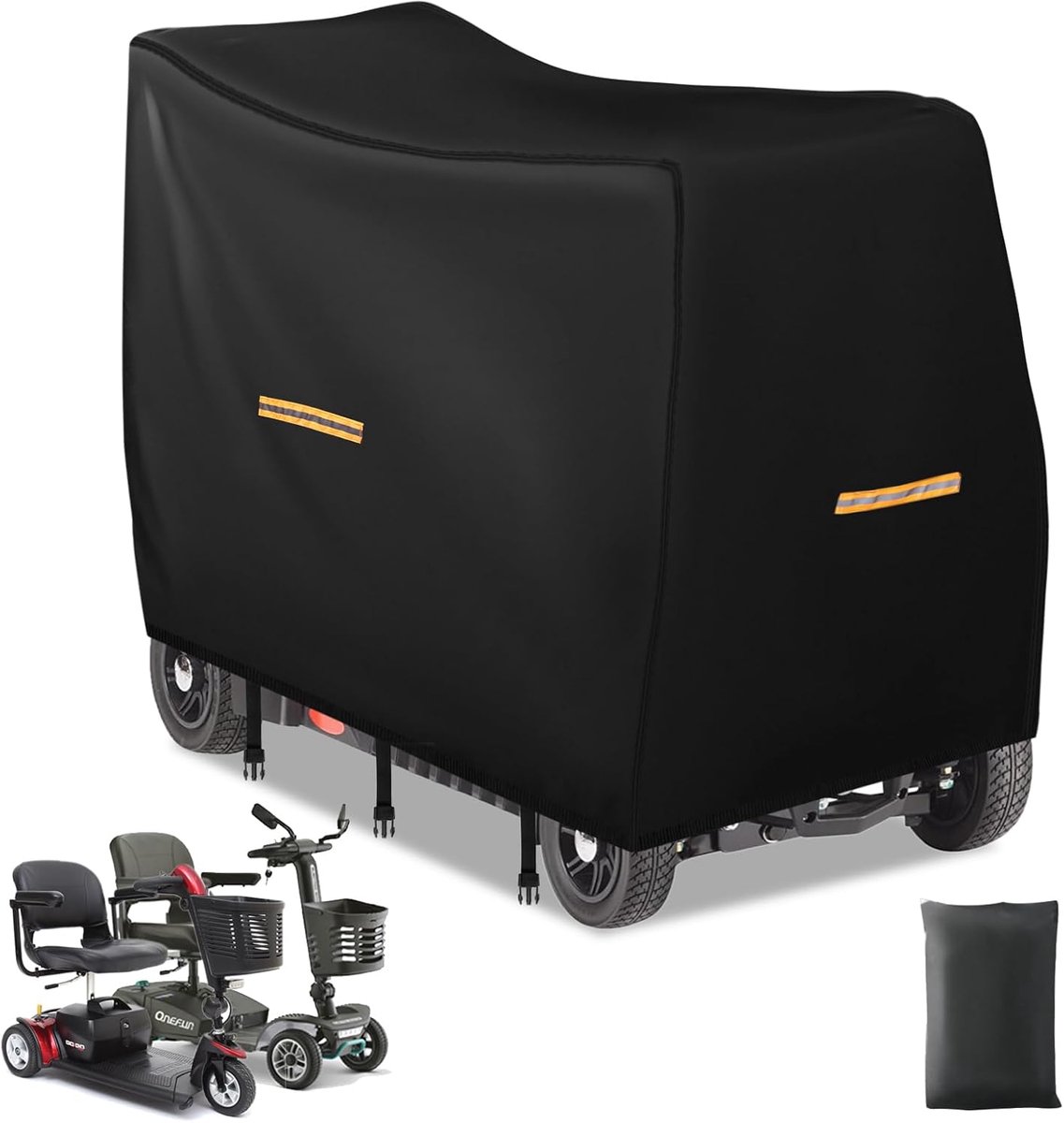 scooterhoezen waterdicht, zwaar belastbaar, 420D Oxford-stof elektrische scooterhoes, gemotoriseerd voor reizen, 4 reflecterende strips, 3 winddichte gespen, buitenbescherming (XL 144,8 x 66 x