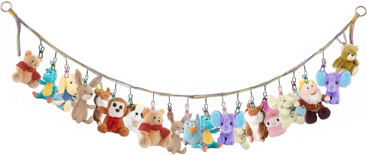 Knuffeldier opslag, 2 m fotoketting, speelgoedhangmat, voor het ophangen en bewaren van pluche dieren