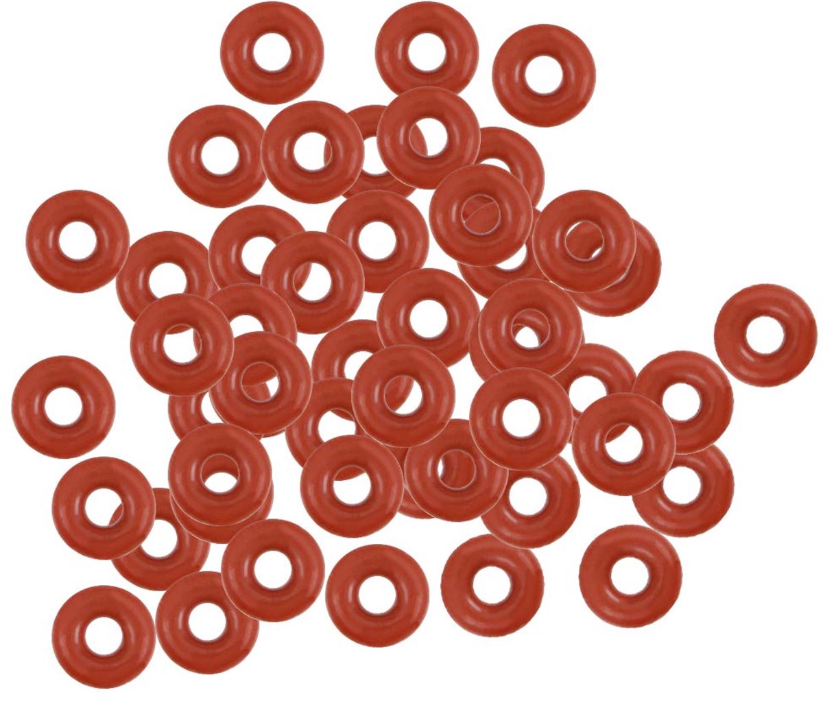 sourcing map Siliconen O-ring 4,5 mm OD 1,5 mm ID 1,5 mm breedte VMQ afdichtringen rode pakking pak van 50