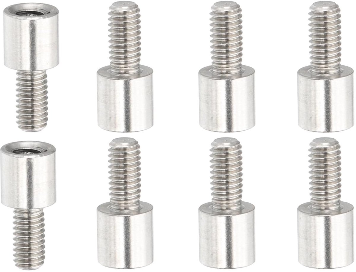 M3 x 5 + 6 mm ronde afstandhouders, schroeven, verlengstiften, 8 stuks, roestvrij staal, schroefdraadhuls, afstandbouten, schroeven, vervanging voor binden, navulbaar scrapbook, fotoalbum