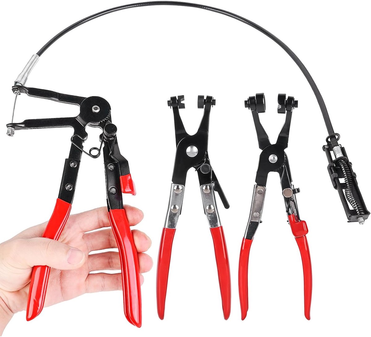 3 stuks slangklemtang, slangklemtang met rechte hals, slangkleptang, klemtang voor auto, asmanchettang, veerbandklemtang, klemtang, gereedschap voor onderhoud en reparatie
