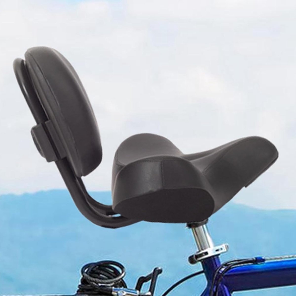 Fietszadel met rugleuning - Breed comfort driewieler zadel | Waterdicht zadel met verstelbare rugleuning | Geniet van rijplezier schokabsorberend rugleuning zadel ergonomisch voor transport, fitness