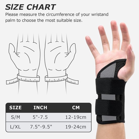 Polsspalk rechts of links, polsorthese voor gewrichtspijn, carpale tunnelbrace, polsbandage voor tendinitis, polsbescherming, polspijn — afbeelding 3