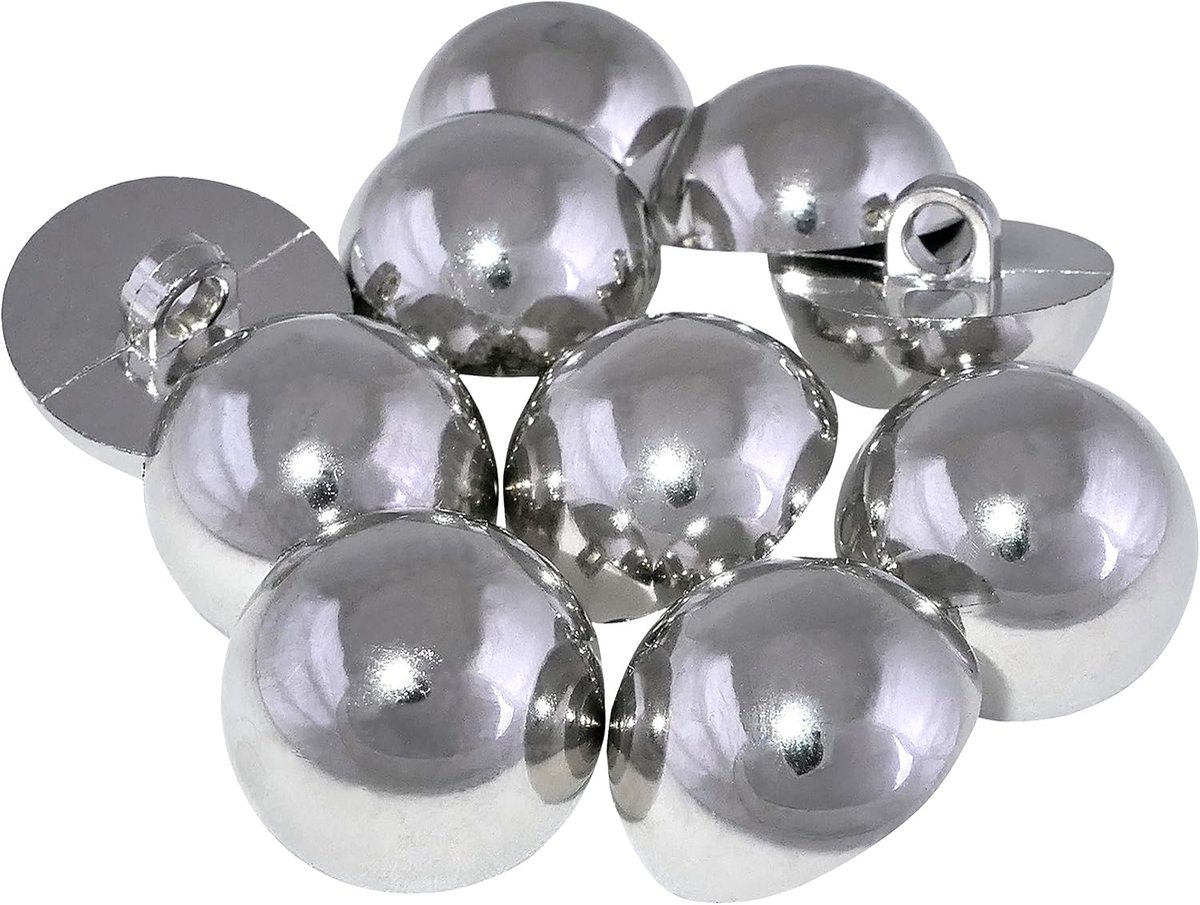 - C56925 - 10 stuks decoratieve halfronde staartknopen 19x15 mm voor bijna L30 30L - zilverkleurig - opening 4 mm - van kunststof - korte artikelen/bekleding/naaien